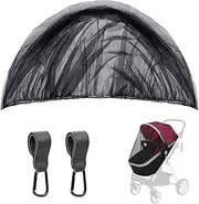 Mosquito Net Pram, Universal Insect Protection for Prams, Tear-Resistant Mosquito Net for Buggy, Pram, Fly Net, Ideal Protection Against Wasps and Mosquitoes, Black with Hooks