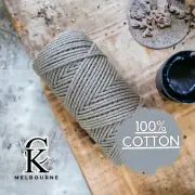 3MM 3ply macrame cord STEEL 100m Cotton 3 Strand Twist Rope Supplies Melbourne