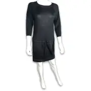 SUSANA MONACO Anthro Merino Wool Drawstring Pocket Pullover Sweater Dress M