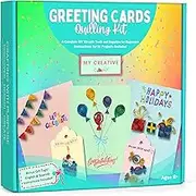 MY CREATIVE CAMP® Beginner's Greeting Cards Quilling Kit, DIY Greeting Card Making Kits for Kids & Adults, Paper Quilling Kit for Beginners, Quilling Card Kit & Gift Tag, 14 Projects with Instructions