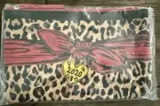 NWT Brighton 2020 Leopard Heart Canvas Zippered Pouch / Cosmetic Makeup Bag