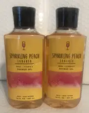 Bath And Body Works 2 Bottles Of Sparkling Peach Sangria Shower Gel 10 Oz Each