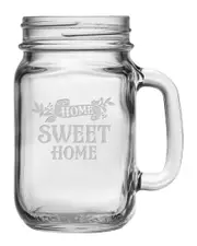 Susquehanna Glass "Home Sweet Home" Set of Four 16oz Mason Jars