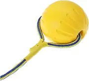 Parliky Dog Ball with Rope Durable Training Toy for Medium to Large Dogs Safe Interactive for Exercising and Fetching Yellow