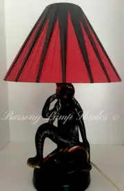 PLASTIC RIBBON MEDIUM "COOLIE" RED with BLACK LAMPSHADE for BARSONY LADY LAMP