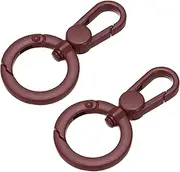 uxcell 2 Pcs Double Opening Snap Hooks Swivel Keychain Clasp Clips Metal Swivel Lobster Claw Clasp for Jewelry Making Crafts Backpack Bag Strap Phone Case, Wine Red