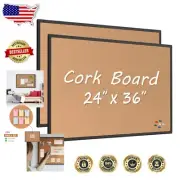 Elegant Black Aluminum Framed 2-Pack Cork Boards - Versatile Wall-Mounted Design