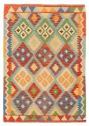 Vintage Hand Woven Carpet 3'11" x 5'6" Traditional Wool Kilim Rug