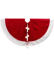 Gerson International 48-In L Red Acrylic Pom Pom Tree Skirt