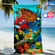 Turtle Print Oversize Beach Towel Quick Dry Soft Microfiber Bath Towels Large