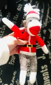 NWT 11" CLASSIC Red Knit GALERIE SOCK MONKEY SANTA Xmas Figure Toy Plush