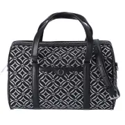 Michael Kors Jet Set Medium Duffle Bag Black Silver Logo Silver Metallic