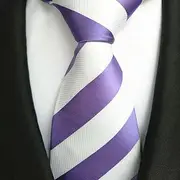 Men's Ties Light Purple and White Stripes Fashionable Leisure Ties.