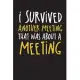 I Survived Another Meeting That Was About A Meeting: Blank lined journal for your busy mom and dad. Gag Gift for coworkers and family. 6x9 inches, 100