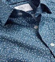 Charles Tyrwhitt Dress Shirt Indigo Blue Print Liberty Fabric Mens Large Cutaway