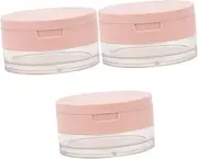 SOESFOUFU 3pcs Makeup Case Makeup Puff Container Portable Makeup Organizer Empty Powder Compact Powder Case with Mirror Make- up Loose Cosmetic Container Powder Container with Mirror Pink