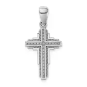 14k White Gold Beaded Cross Pendant