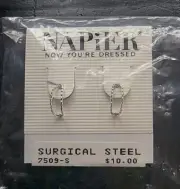 Vintage New Old Stock Napier Earrings Surgical Steel Silver