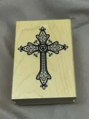 Cross Rubber Stamp New Christianity Ornate Craft Sccrapbooking Junk Journal