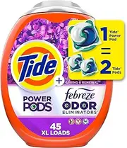 [Tide] Power Pods Laundry Detergent Pacs with Febreze Freshness with Odor Eliminators, Spring & Renewal Scent, 45 Count