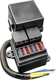 Pre-Wired Fuse Relay Box Waterproof, 2 4-Pin 80A Relay Slots and 6 ATC/ATO Fuse Holder, with 2 Relays and 6 Fuses, Relay Fuse Block for Car Truck Boat RV Automotive Marine