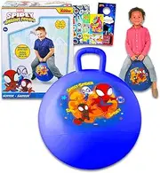 Marvel Spidey & Friends Hopper Ball Outdoor Toy Set - Bundle includes Spidey & Friends 15" Hopper Ball for Boys and Girls Outdoor Activities, Parties Plus Stickers, More | Spiderman Outdoor Toys