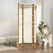Folding 3-Panel Room Divider 120 cm Bamboo Canvas Privacy Screen Home Deco 50623