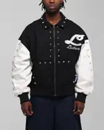 [LOITER] Loiter Frontier Varsity Jacket Black/off White - Size L L Black/Off White