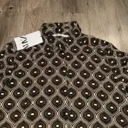 Zara Shirt Blouse Funky Retro 70’s Wing Collar Disco Top Size Large New With Tag