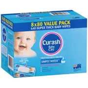 Curash Simply Water Wipes 640 Count