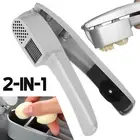 2 in 1 Kitchen Garlic Press Chopper Slicer Crusher Manual Ginger Mincer Tool
