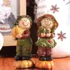 Resin Pumpkin Scarecrow Doll Funny Straw Doll Ornament Scarecrow Figurine Fall