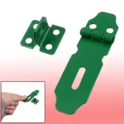 Green Metal Staple 3" Hasp Set for Cupboard Cabinet Gate Doors