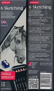 Derwent 6 piece Sketching Soft Graphite Pencils NEW Made in UK sharpener