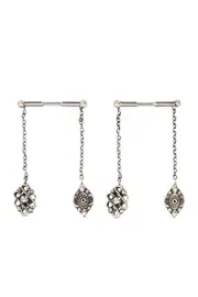 BAR EARRINGS WITH CHARMS DYNASTY DAYS SILVER