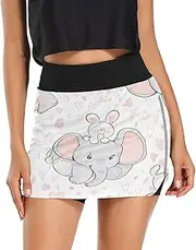 [RPLIFE] Cute Elephant Pastel Workout Mini Skirt, Running Skirts for Women with Shorts, Short Women Dressy Summer