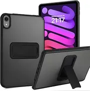 JeLLYPIE for iPad Mini 7 Case(A17 Pro,2024), iPad Mini 6 Case with Kickstand, Frost Translucent Smooth Slim Cover for iPad Mini 7/6, Black