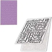3-D Textured Impressions Background Embossing Folder, Happy Birthday Words Pattern Plastic Embossing Folder Template for Card Making Scrapbooking Paper Craft Album Stamps DIY Décor