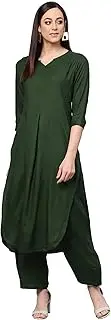 [Idalia] Women's Solid Cotton Trouser - High Waist Belted Formal Trousers with 2 Pockets - Cotton Slub Fusion Wear - Trouser Pants for Ladies