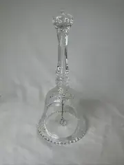 Vintage Large Clear Glass BELL WITH TEDDY BEARS 8" Tall Dinner Bell