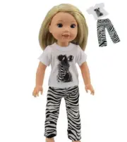 Zebra Stripe Pant Set Fits 14.5" Wellie Wisher American Girl Doll Clothing