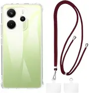 Crossbody/Neck Strap TPU Phone Case Combo Compatible with Xiaomi Redmi Note 14 4G 164MM, Shockproof Protective Cover with Adjustable Lanyard