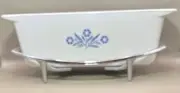 Corning Blue Cornflower Bread Loaf Baking Casserole P-315 & Cooling Rack P 11 M