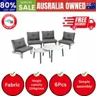 6PCS Outdoor Sofa Set 2-in-1 Coffee Table with Chairs Grey