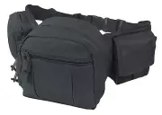 3 Pouch TACTICAL WAIST UTILITY PACK Black - Army Airsoft Canvas Day Bum Bag
