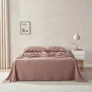 Natural Home Flax Linen Sheet Set Rose Gold (Single, King Single, Double, Queen, King, Super King)