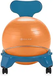 Gaiam Kids Balance Ball Chair - Classic Children's Stability Ball Chair, Alternative School Classroom Flexible Desk Seating for Active Students