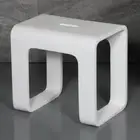 ALFI BRAND Vanity Stool 16.2" Stone Resin Durable Natural Heavy-Duty White Matte
