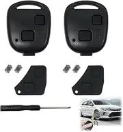 Car Key Fob Case Replacement 2 Pack Compatible with Toyota Yaris Corolla Avensis RAV4 Camry Celica Echo Prado 2 Button Key Fob Cover Shell Repair Kit Car Remote Control with Rubber Pad