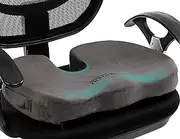 foverhom Gel Seat Cushion for Long Sitting,Office Chair Cushion for Tailbone Pain Relief,Non Slip Orthopedic 50 Density Slow Rebound Memory Foam Car Seat Cushion with Handle and Concealed Zipper
